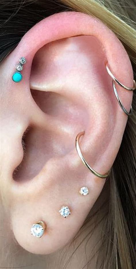 Nur Swarovski Circle Crystal Ear Piercing Jewelry 16g Earring Heart