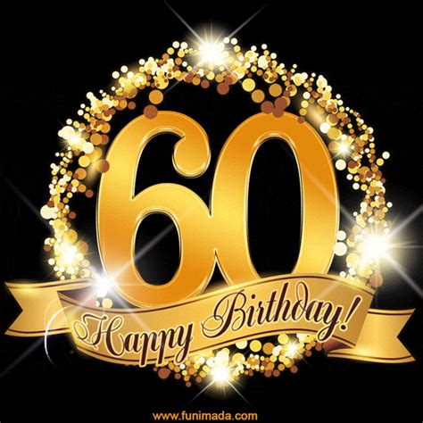 Happy 60th Birthday Anniversary Card Gold Glitter And Sparkles
