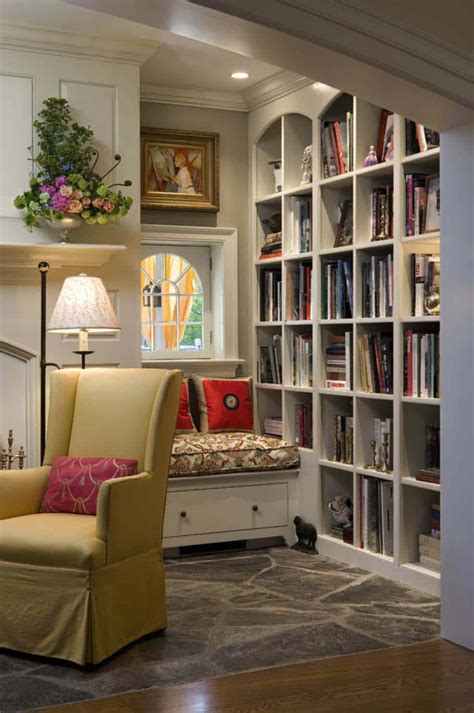 36 Fabulous Home Libraries Showcasing Window Seats