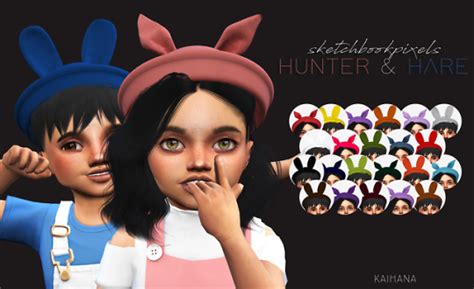 Kaihana Sketchbook Pixels Hare And Hunter Hat Sims 4 Children Kids Sims