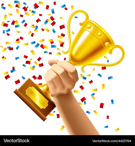 Hand Holding A Winner Trophy Cup Award Royalty Free Vector