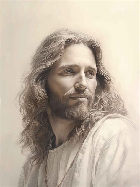 A Drawing Of Jesus With Long Hair And Beard