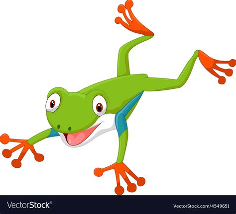 Cute Cartoon Leaping Frog Royalty Free Vector Image