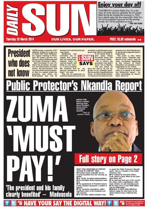 Zuma ‘must Pay` Daily Sun Politics Politicsweb