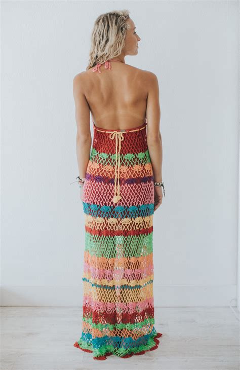 Crochet Maxi Dress Colorful Summer Cool And Breezy Crochet Maxi