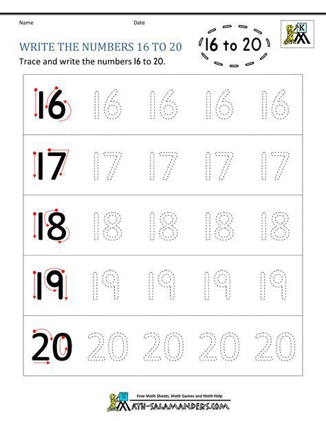 Kindergarten Writing Worksheets Numbers To 11 To 20 Kindergarten
