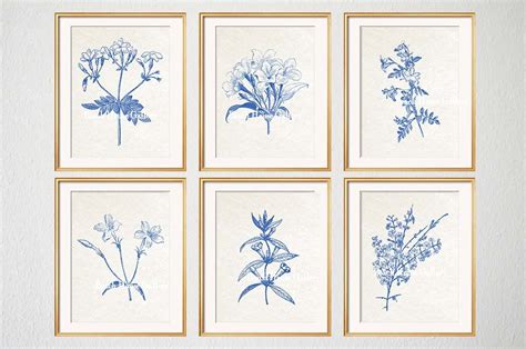 Blue Botanical Prints Blue Wall Art Botanical Prints
