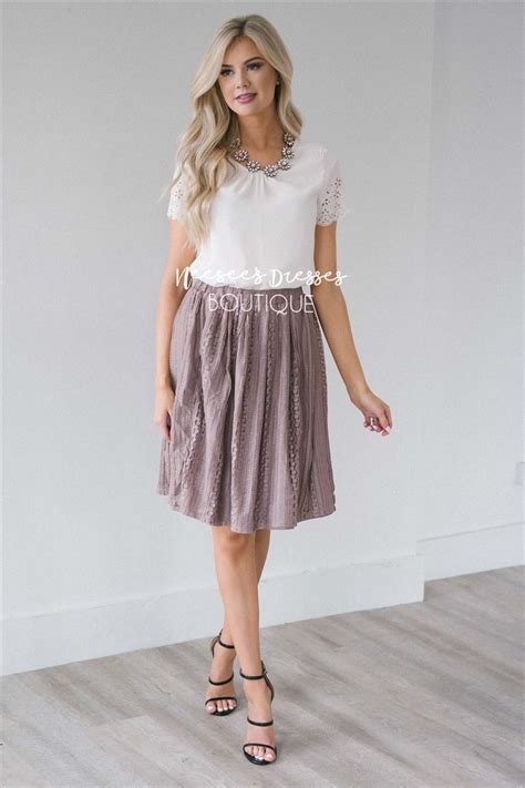 Pretty Dusty Mauve Lace Skirt Modest Bridesmaid Dresses Modest Dresses Lace Skirt