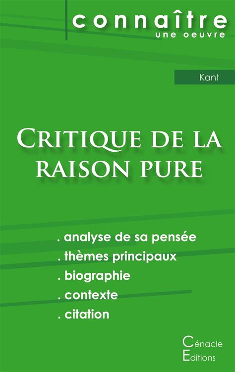Fiche De Lecture Critique De La Raison Pure De Kant By Emmanuel Kant