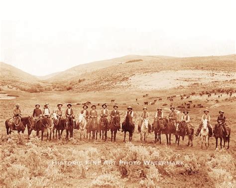 Old West Cowboys Cattle Drive Vintage Photo Montana 1880 8x10 21625