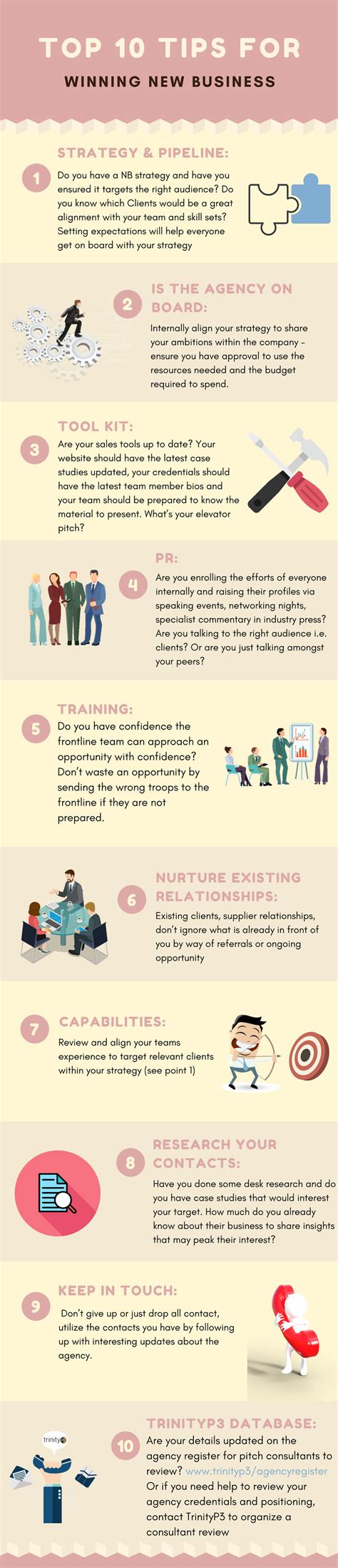 Top 10 Tips For Winning New Business Infographic