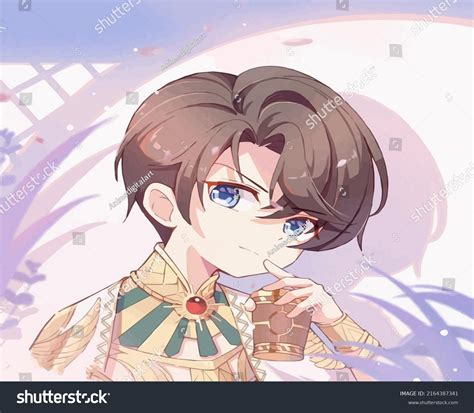 Handsome Royal Anime Boy Holding Royal Stock Illustration 2164387341