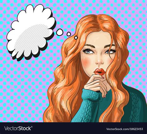 Pop Art Thinking Woman Royalty Free Vector Image