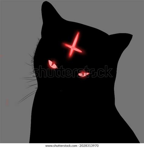 Vector Illustration Black Cat Glowing Red Vetor Stock Livre De