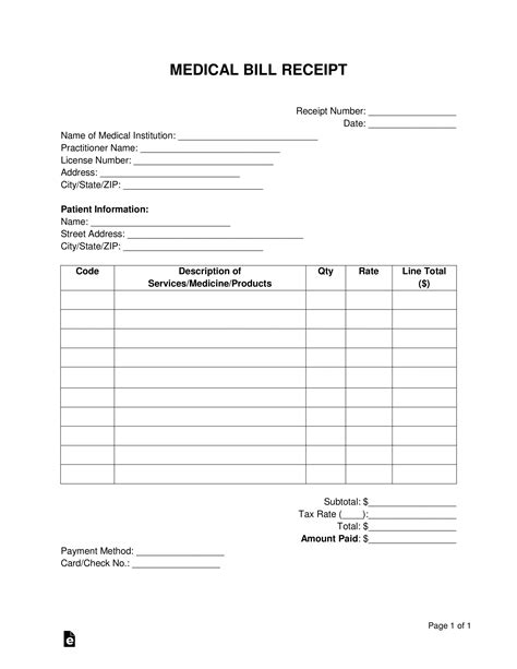 Get Our Example Of Medical Bill Template For Free Medical Billing