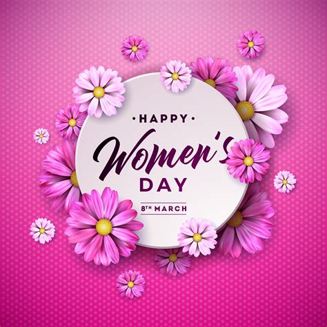 8 March Happy Womens Day Floral Greeting Card 304943 Vector Art At