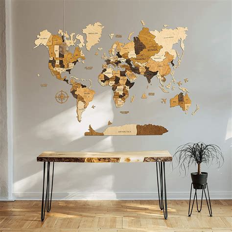 Wood Wall Art Wall Map Of The World Map Wooden Travel Push Pin Map