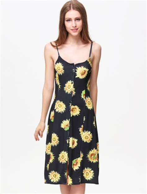 black spaghetti strap sunflower print backless dress 28 83 dress picture dresses womens dresses