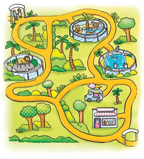 Illustrated Map Childrens Books Map Zoo Kids Illustration By