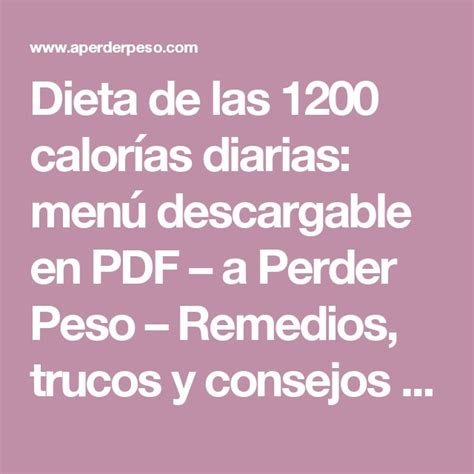 Dieta De Las 1200 Calorías Diarias Menú Descargable En Pdf A Perder