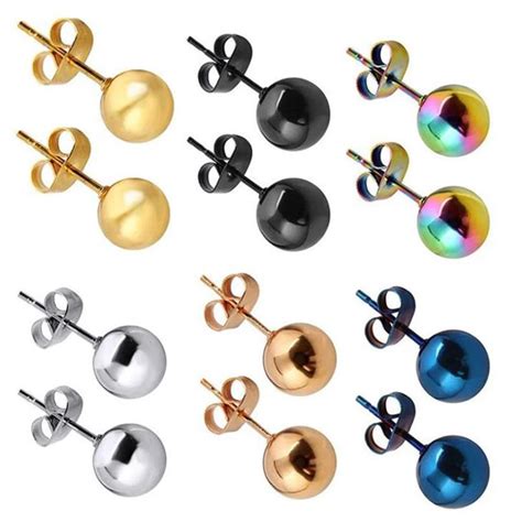 Stainless Steel Ear Post Stud Earrings For Women Men Jewelry Gold