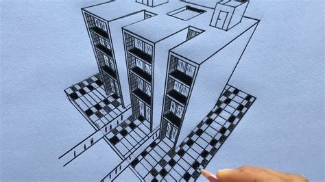 How To Draw A Building Using Three Point Perspective Step By Steps