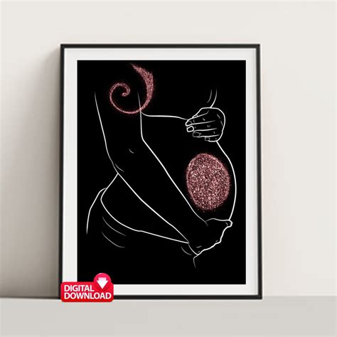 Pregnant Woman Art Pregnancy Line Art Pregnancy Print Etsy