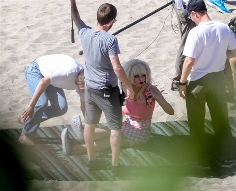 Emmy Rossum Films Scenes As The Iconic Angelyne On The Beach In Malibu