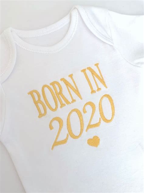 Embroidered Personalised Bodysuit Born In 2020 Baby Grow Etsy