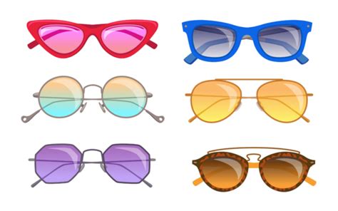 Sunglasses Isolated Vector Hd Images Colorful Sunglasses Of Different Shape Realistic Set