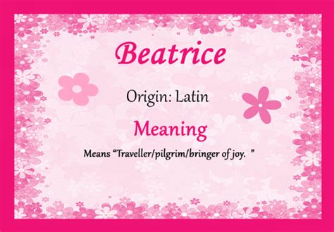 Beatrice Personalised Name Meaning Certificate The Card Zoo