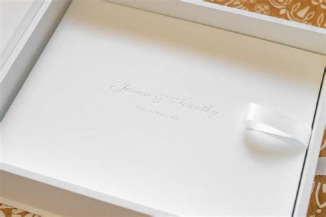 White Leather Wedding Album With Silver Emboss