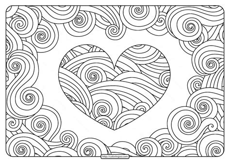 Free Printable Swirly Hearts Pdf Coloring Page