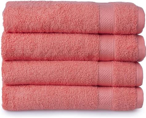 Welhome Basic 100 Cotton Towel Coral Set Of 4 Bath