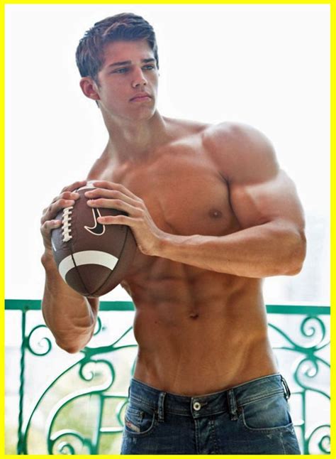 Shirtless Hunk In Jeans With 6 Pack Abs Holding Football Hot Muscle Jocks In Suits Pinterest