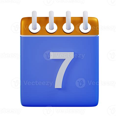 3d Icon Date 7 Calendar Illustration Concept Icon Render 24683444 Png