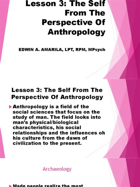 Lesson 3 The Self From The Perspective Of Anthropology Anthropology Cultural Anthropology