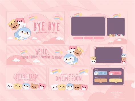 Cute Twitch Design Package Friends Package Overlays Cute Twitch