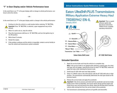 Eaton Ultrashift Plus Quick Reference Manual Pdf Download Manualslib