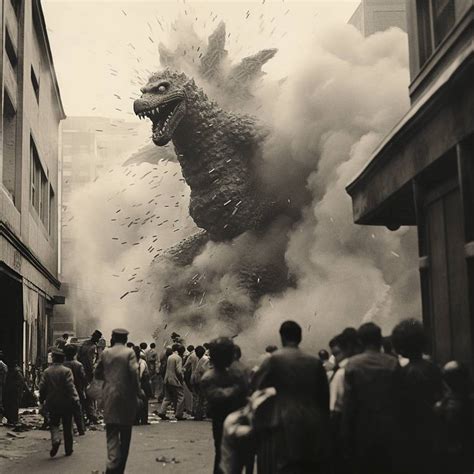Godzilla Attacking Tokyo 1950s Photographs 3 By Prehistoricpark96 On