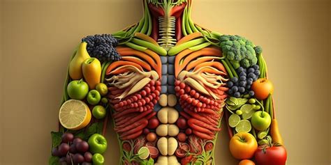 Premium Photo Fruits And Vegetables Shaped Human Body