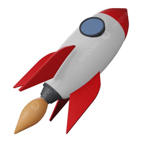 Red White Flying Rocket With Burning Jet Engine Flying Rocket 3d