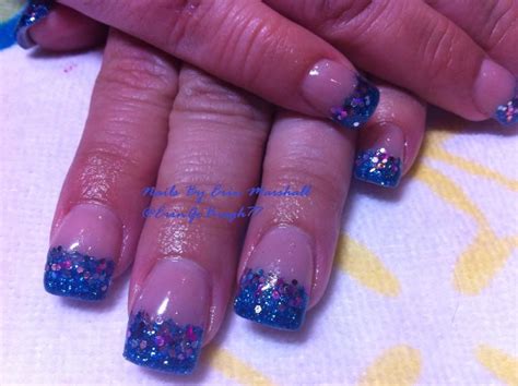 Blue Glitter Acrylic Nails Emarshallarts77