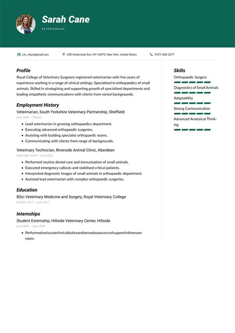 Veterinarian Cv Examples And Writing Tips 2024 Free Guide ·