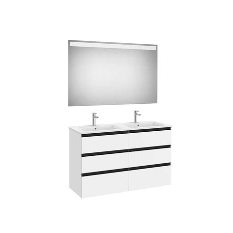 Pack Mueble Lavabo Y Espejo Modelo Gap 6 Cajones Acabado Blanco Mate