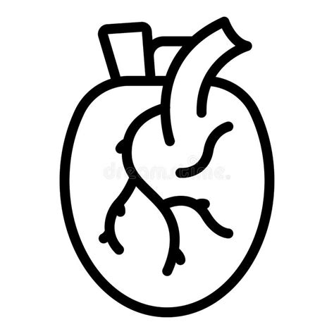 Human Heart Icon Outline Vector Medical Organ Stock Illustration