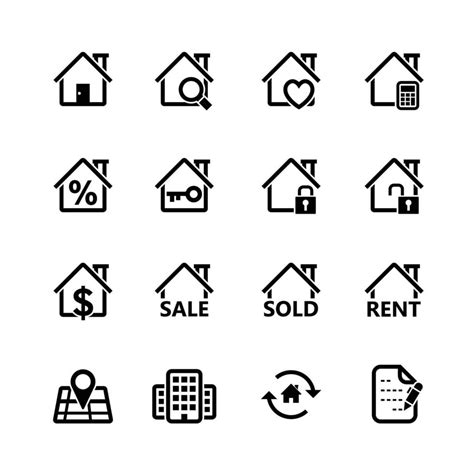 Real Estate Icons With White Background 7773938 Vector Art At Vecteezy