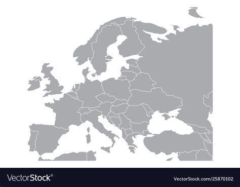 Grey Political Map Of Europe Vector Illustration Stock Vector Image