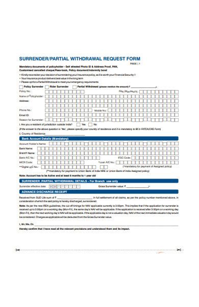 Free 31 Withdrawal Forms In Pdf Ms Word Xls