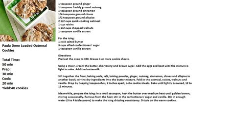· a family favorite with oats, cinnamon. Paula Deen Loaded Oatmeal Cookies Recipe | Cookie recipes ...